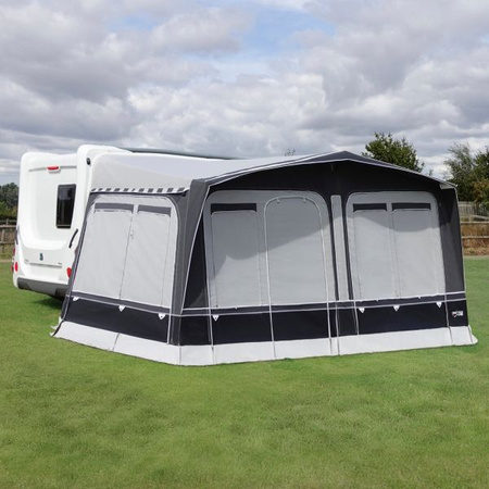 CAMPTECH Brillant Air 17 inflatable seasonal awning - circumference 1050-1075 cm, Camptex polyacrylic, 3 windows, pump included
