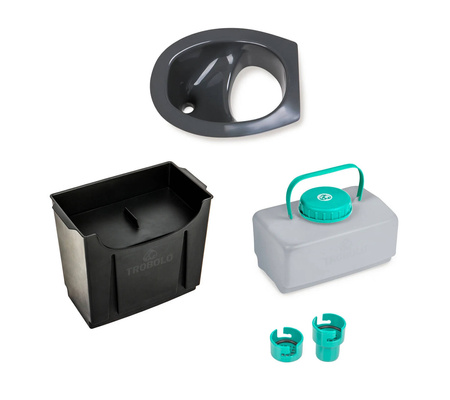 TROBOLO DIY composting toilet set with urine diverter, grey - 6.5 l and 4.6 l containers