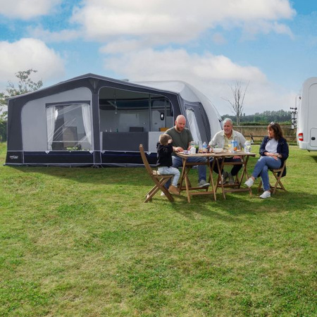 CAMPTECH Jade Air 10 caravan inflatable travel awning - circumference 875-900 cm, Camptex All Season, 2 windows, pump included