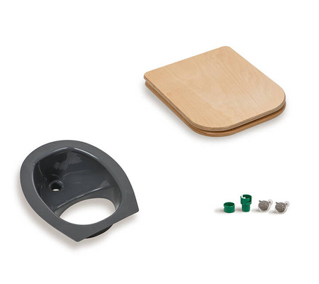 TROBOLO urine diverter grey with wooden toilet seat - insert for DIY composting toilet