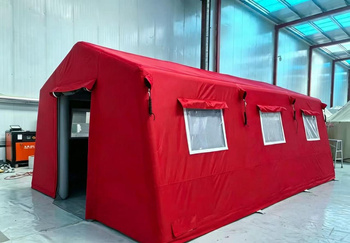 Namiot pneumatyczny ratunkowy 600 x 400 x 280 cm, czerwony z pompą w zestawie