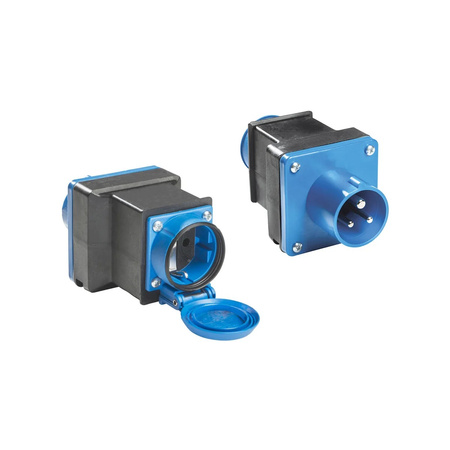 AS Schwabe CEE 16 A to Schuko adapter plug 230 V, approx. 3.5 kW, IP44 - compact, for motorhome and caravan