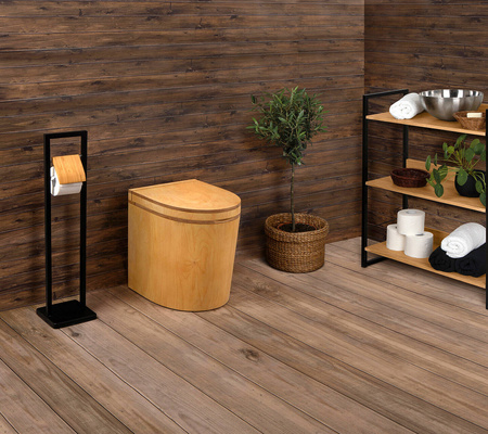 TROBOLO TinyBlœm - wooden separating toilet with external urine drain and integrated exhaust