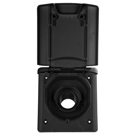 FAWO Gniazdo wlewu wody na ścianę boczną czarne - wąż ø40 mm, otwór 85,5 x 90 mm