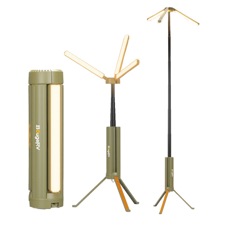 BougeRV lampa kempingowa teleskopowa LED 3000 lm z akumulatorem 15600 mAh, IP54, 27-164 cm