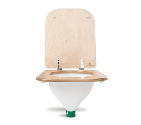 TROBOLO urine diverter white with wooden toilet seat - insert for DIY composting toilet